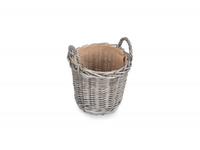 Basket, SMALL ROUND LINED WICKER PLANTER BASKET