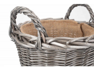 Basket, SMALL ROUND LINED WICKER PLANTER BASKET