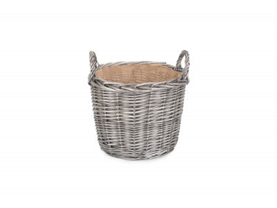 Basket, MEDIUM ROUND LINED WICKER LOG BASKET