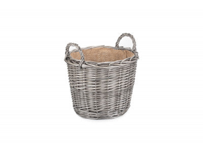 Basket, MEDIUM ROUND LINED WICKER LOG BASKET