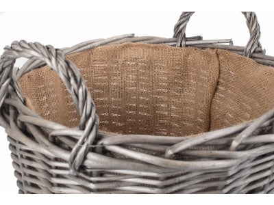 Basket, MEDIUM ROUND LINED WICKER LOG BASKET