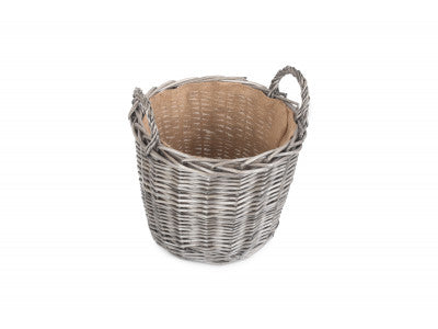 Basket, MEDIUM ROUND LINED WICKER LOG BASKET