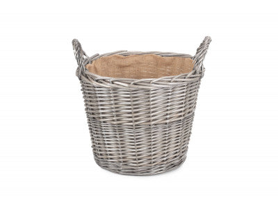 Basket, LARGE ROUND LINED WICKER LOG BASKET
