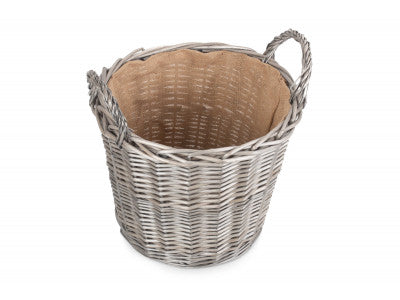 Basket, LARGE ROUND LINED WICKER LOG BASKET