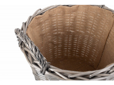 Basket, LARGE ROUND LINED WICKER LOG BASKET