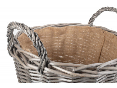 Basket, LARGE ROUND LINED WICKER LOG BASKET