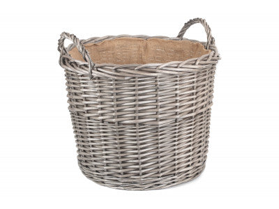 Basket, EXTRA LARGE ROUND LINED WICKER LOG BASKET