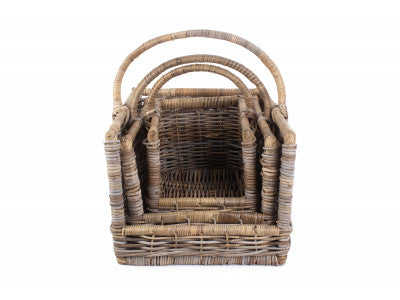 Basket, Set of 3 RATTAN OPEN ENDED LOG BASKET 