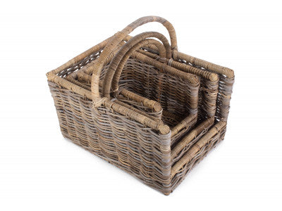Basket, Set of 3 RATTAN OPEN ENDED LOG BASKET 