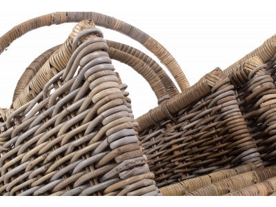 Basket, Set of 3 RATTAN OPEN ENDED LOG BASKET 