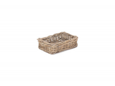 Basket, SMALL SHALLOW RATTAN RECTANGULAR BASKET