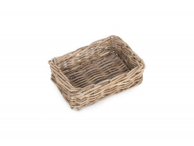 Basket, SMALL SHALLOW RATTAN RECTANGULAR BASKET