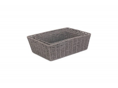 Basket, Set of 3 GREY PAPER ROPE TRAY 