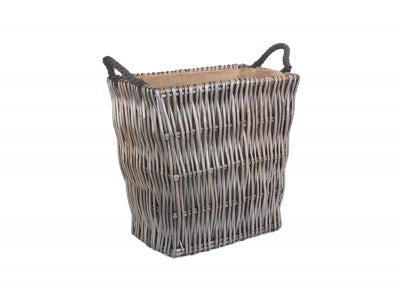 Basket, SMALL GREY RECTANGULAR LOG BASKET