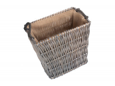 Basket, SMALL GREY RECTANGULAR LOG BASKET