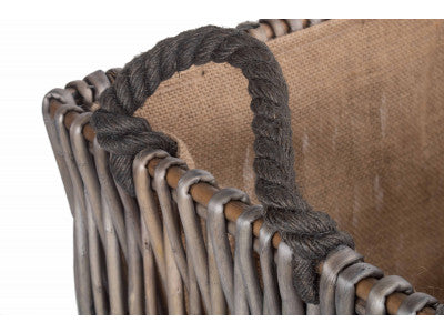 Basket, SMALL GREY RECTANGULAR LOG BASKET