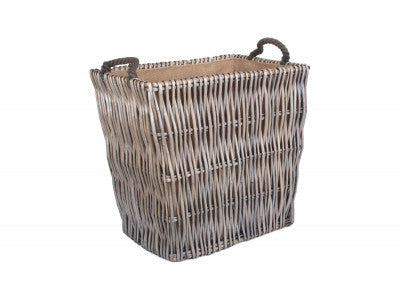 Basket, LARGE GREY RECTANGULAR LOG BASKET