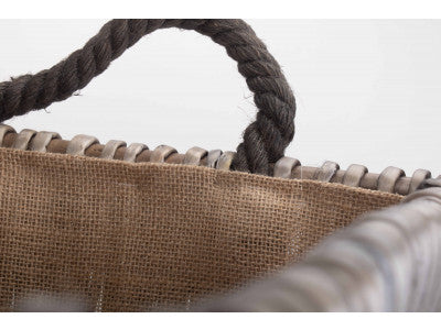 Basket, LARGE GREY RECTANGULAR LOG BASKET
