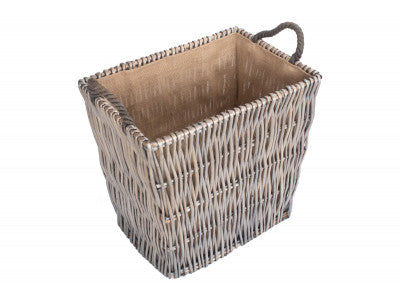 Basket, LARGE GREY RECTANGULAR LOG BASKET