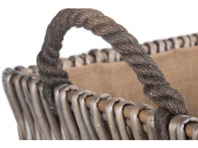 Basket, LARGE GREY RECTANGULAR LOG BASKET
