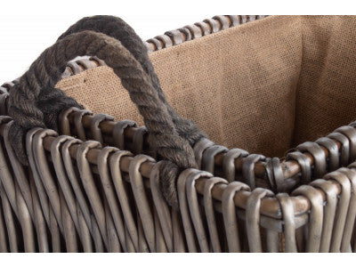 Basket, Set of 2 RECTANGULAR GREY LOG BASKET 