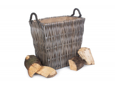 Basket, SMALL GREY RECTANGULAR LOG BASKET
