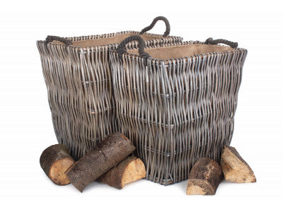Basket, Set of 2 RECTANGULAR GREY LOG BASKET 