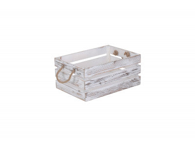Basket, MEDIUM DISTRESSED WHITE ROPE HANDLED CRATE
