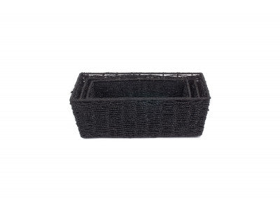 Basket, Set of 3 BLACK PAPER ROPE TRAY 