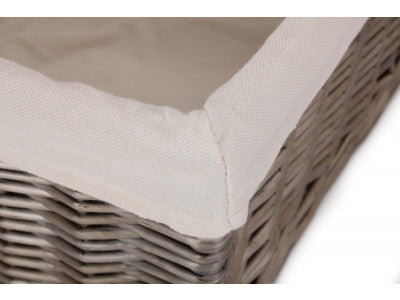 Basket, SMALL SQUARE ANTIQUE WASH LINED STORAGE BASKET