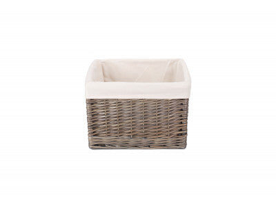 Basket, MEDIUM SQUARE ANTIQUE WASH LINED STORAGE BASKET
