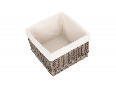 Basket, MEDIUM SQUARE ANTIQUE WASH LINED STORAGE BASKET