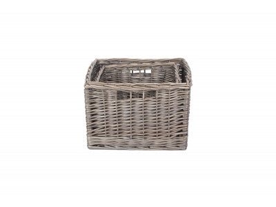 Basket, Set of 2 SQUARE ANTIQUE WASH UNLINED STORAGE BASKETS 