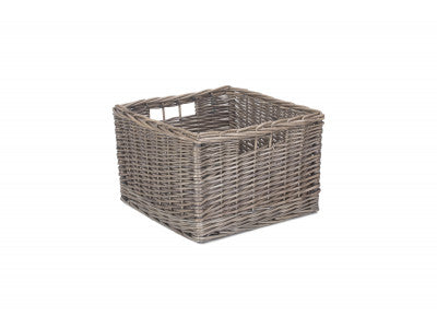 Basket, MEDIUM SQUARE ANTIQUE WASH UNLINED STORAGE BASKET