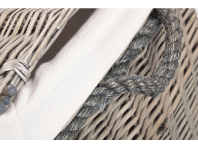 "Basket, 23" ANTIQUE WASH STORAGE HAMPER with WHITE LINING"