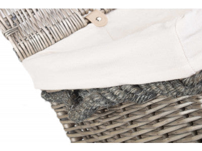 "Basket, 23" ANTIQUE WASH STORAGE HAMPER with WHITE LINING"