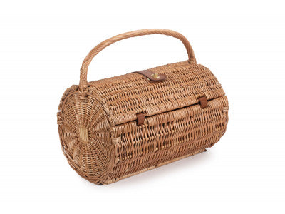 Basket, 2 PERSON GREEN TWEED BARREL HAMPER