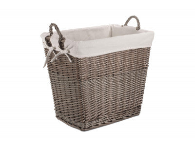Basket, ANTIQUE WASH RECTANGULAR TAPERED LINEN BIN
