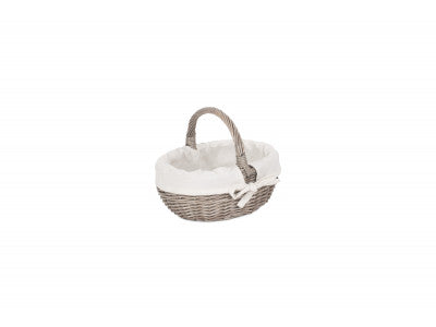 Basket, SMALL ANTIQUE WASH BATHROOM SHOPPER - LINED