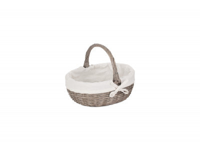 Basket, LARGE ANTIQUE WASH BATHROOM SHOPPER - LINED