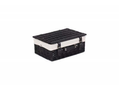 "Basket, 14" BLACK HAMPER with WHITE LINING"