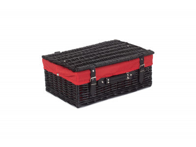"Basket, 18" BLACK HAMPER with RED LINING"