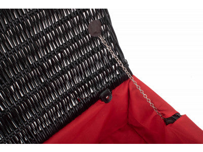 "Basket, 18" BLACK HAMPER with RED LINING"