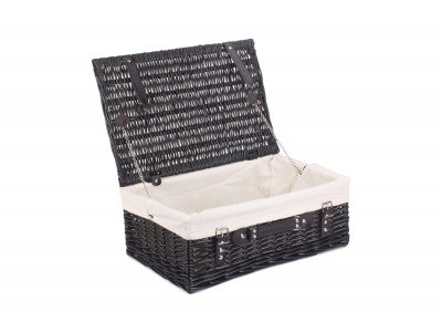 "Basket, 18" BLACK HAMPER with WHITE LINING"