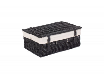 "Basket, 18" BLACK HAMPER with WHITE LINING"