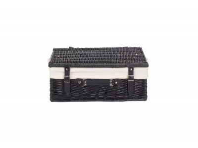 "Basket, 18" BLACK HAMPER with WHITE LINING"
