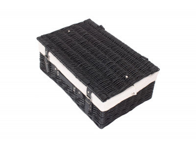 "Basket, 18" BLACK HAMPER with WHITE LINING"