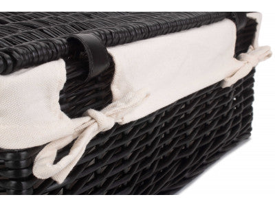 "Basket, 18" BLACK HAMPER with WHITE LINING"