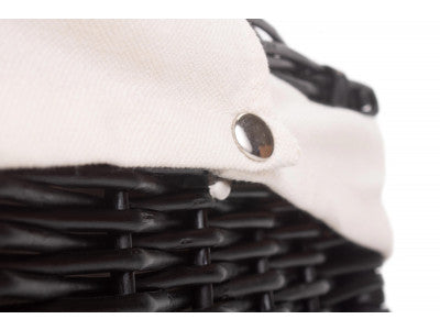 "Basket, 18" BLACK HAMPER with WHITE LINING"