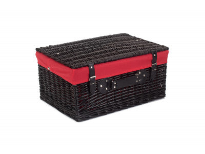 "Basket, 20" BLACK HAMPER with RED LINING"